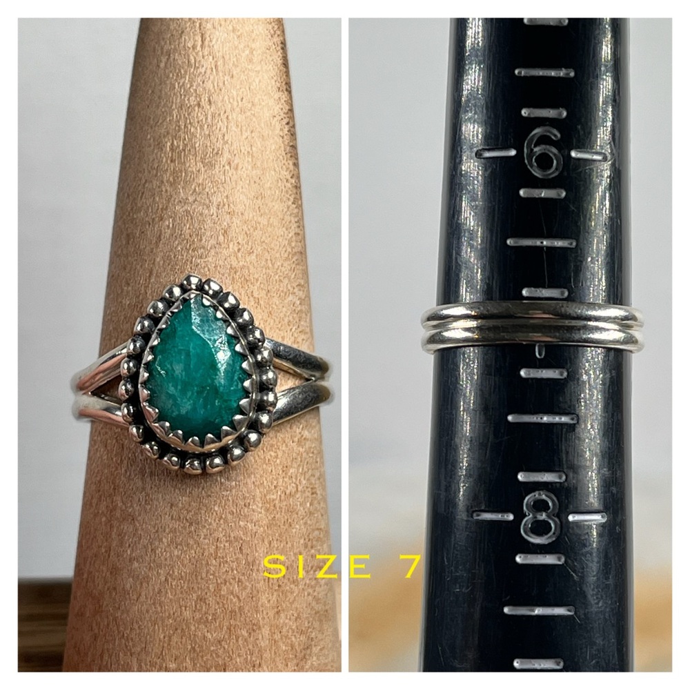 925 Solid Sterling Silver Emerald Gemstone Ring V… - image 3